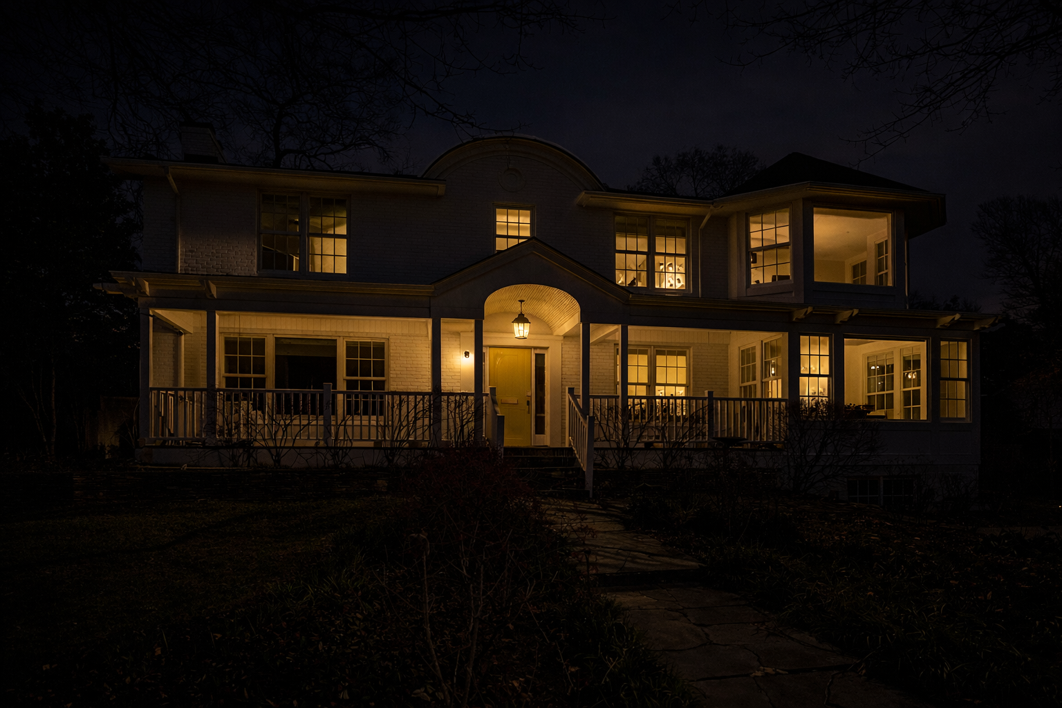 House before permanent lighting installation